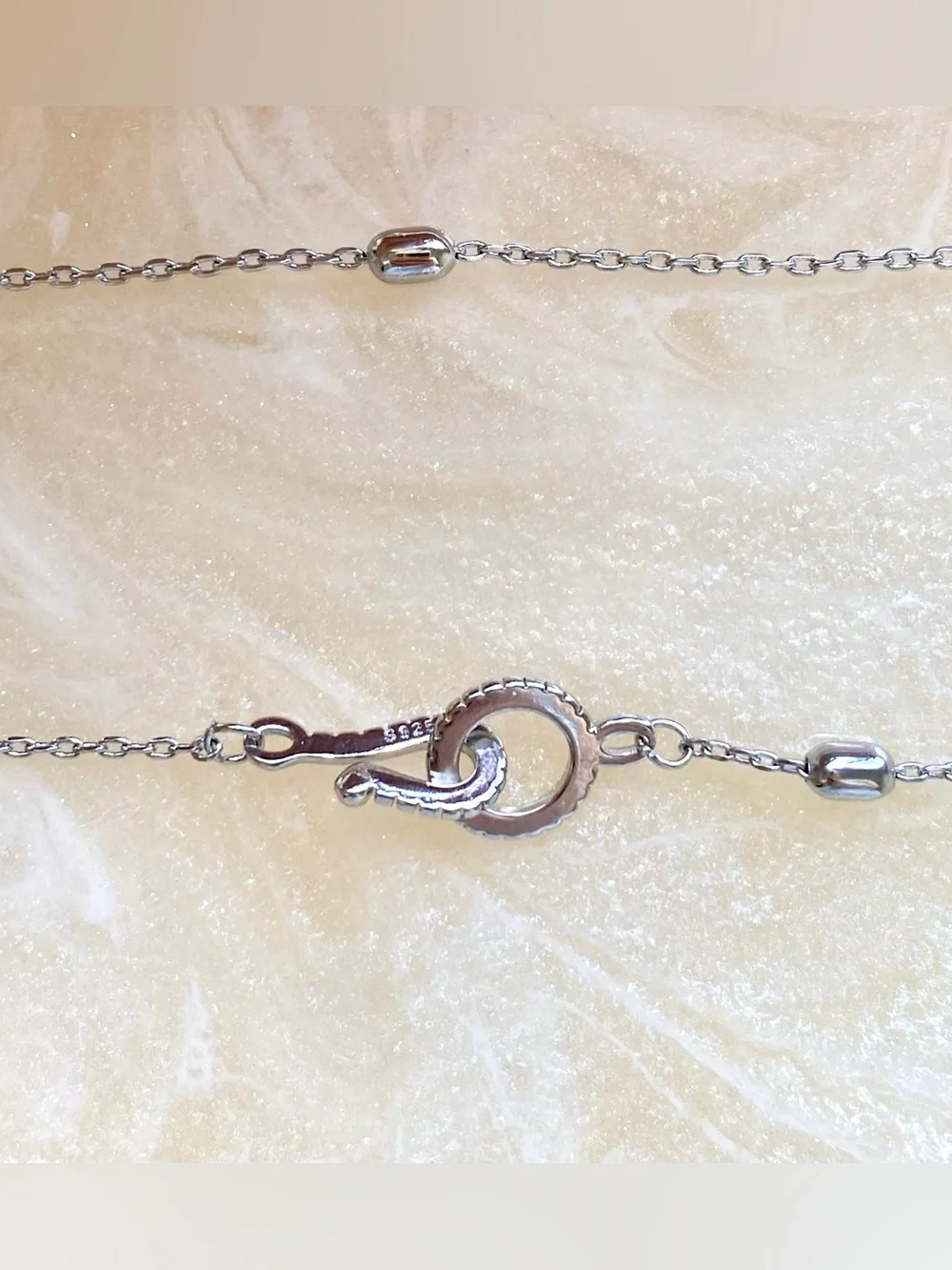Sterling Silver Bead Station Necklace - Classic Silver